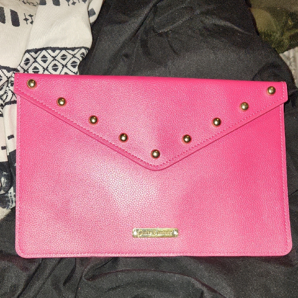 Juicy Couture Pink Textured Clutch with Gold Accent
